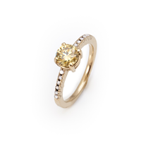 One of a Kind Eva Solitaire Ring with Yellow Moissanite in 14K White Gold