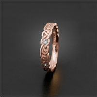 Narrow Borderless Infinity Wedding Ring with Gems  in 18K Rose Gold