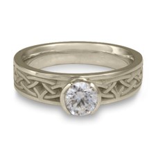 Extra Narrow Celtic Bordered Arches Engagement Ring in 14K White Gold