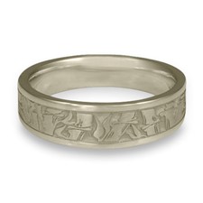 Narrow Bamboo Wedding Ring in 14K White Gold