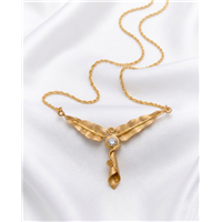 One of a Kind Flying Lily Necklace in 18K Yellow Gold