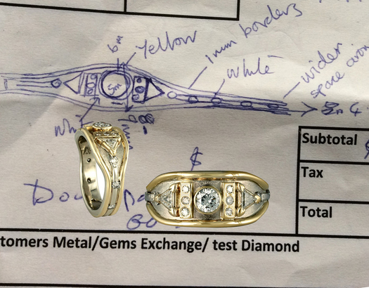 We can work with your sketch for your jewelry redesign, as shown here.