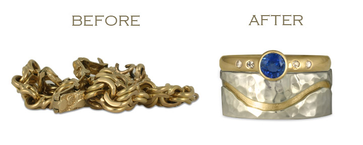 We can turn your old gold chain into a brand new engagement ring or wedding ring!