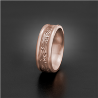 Narrow Self Bordered Starry Night Wedding Ring in 18K Rose Gold