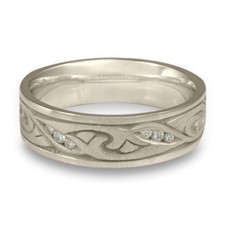 Narrow Papyrus Wedding Ring with Gems  in Platinum