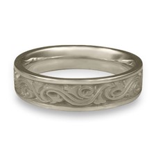 Narrow Wind and Waves Wedding Ring in Platinum
