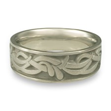 Wide Paradise Flower Wedding Ring in Platinum