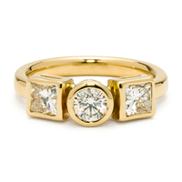 Cerberus Statement Engagement Ring in 14K Yellow Gold