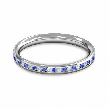 Diamond and Blue Sapphire Eternity Fairtrade Gold Eternity Ring in 18K White Gold