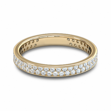 Double Diamond Fairtrade Gold Eternity Ring in 18K Yellow Gold