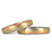 Fairtrade Gold Custom Three Color Wedding Ring in 18K White, Yellow & Rose Gold