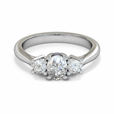 Trilogy Oval Diamond Fairtrade Gold Engagement Ring in 18K White Gold