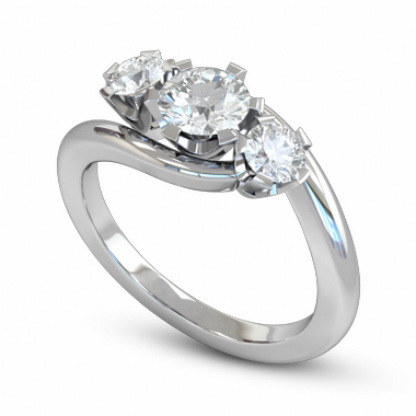 Brilliant Diamond Trinity Fairtrade Gold Engagement Ring in 18K White Gold
