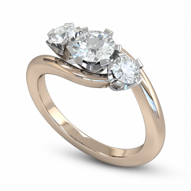 Brilliant Diamond Trinity Fairtrade Gold Engagement Ring in 18K Rose Gold