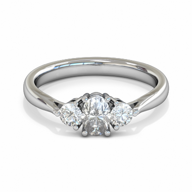 Oval Diamond Trinity Fairtrade Gold Engagement Ring in 18K White Gold