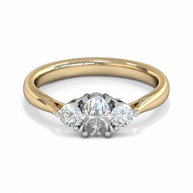Oval Diamond Trinity Fairtrade Gold Engagement Ring in 18K Yellow Gold