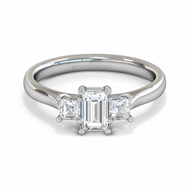 Fairtrade Gold Princess Cut Diamond Trinity Engagement Ring in 18K White Gold