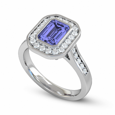 Blue Sapphire and Diamond Vintage Fairtrade Gold Engagement Ring in 18K White Gold
