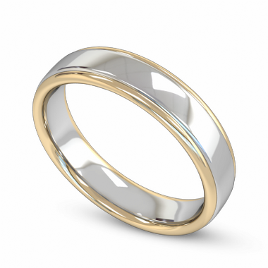 Fairtrade Gold Two Color Classic Wedding Ring in 18K Yellow Gold Borders w 18K White Gold Center
