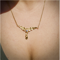 One of a Kind Flying Lily Necklace in 18K Yellow Gold
