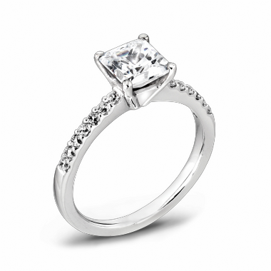 Princess Cut Canadian Diamond Fairtrade Gold Engagement Ring in 18K White Gold