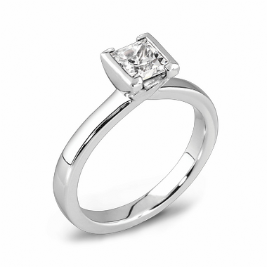 Princess Cut Tension Set Diamond Fairtrade Gold Engagement Ring in 18K White Gold