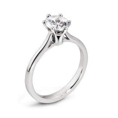 Fluted Diamond Solitaire Fairtrade Gold Engagement Ring in 18K White Gold