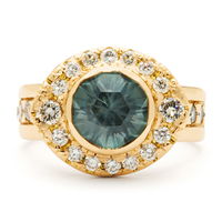 Elizabethan II Halo Engagement Ring in 18K Yellow Gold