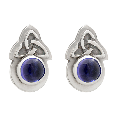 Aria Round Earrings With Gems in Sterling Silver in Iolite