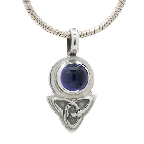 Aria Round Pendant With Gem In Sterling Silver in Iolite