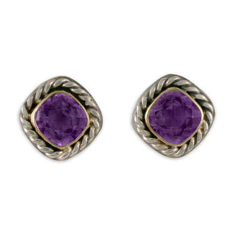 Athena Earrings with Gem in Amethyst