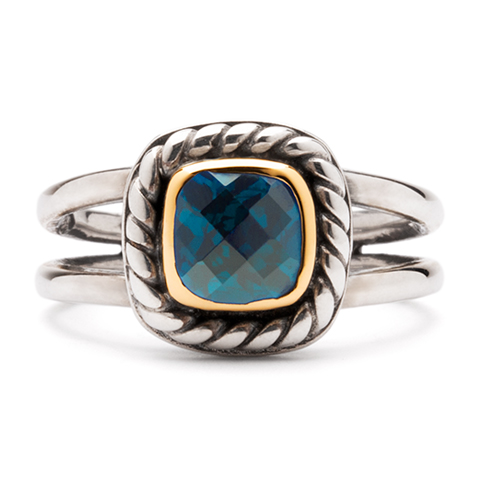 Athena Ring with Gem in Swiss Blue Topaz