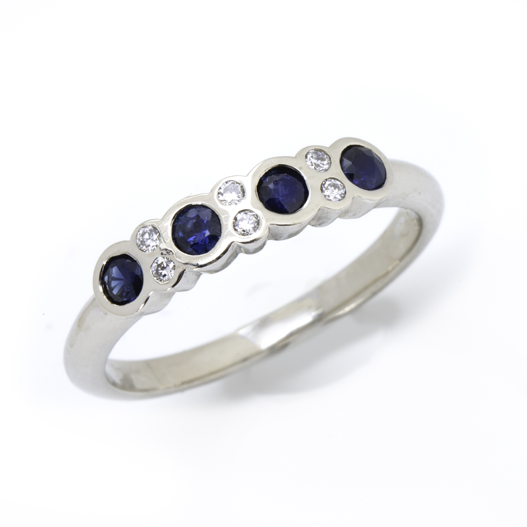 Azure Ring with Sapphires and Diamonds in