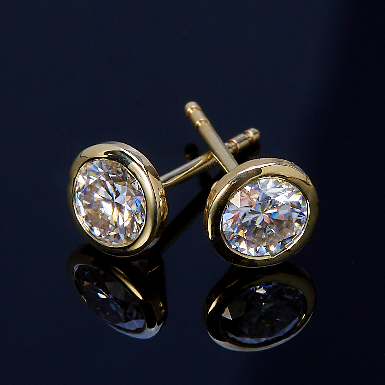 Bezel Stud Earrings 6.5mm in