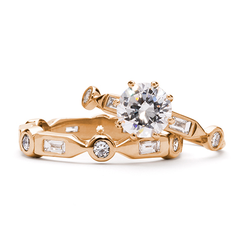 Bijou Bridal Ring Set in 18K Rose Gold
