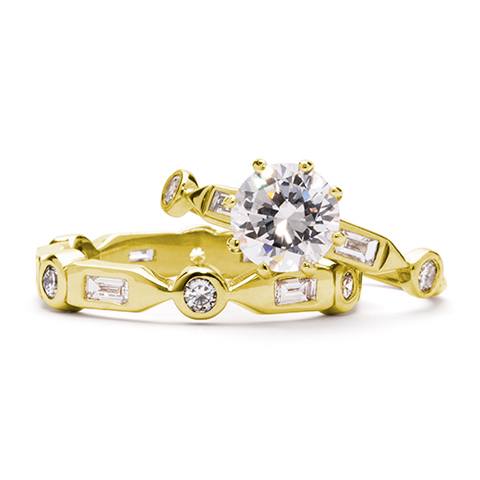 Bijou Bridal Ring Set in 18K Yellow Gold