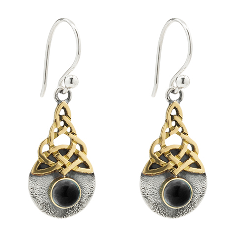 Blue Moon Two Tone Earrings in Black Onyx
