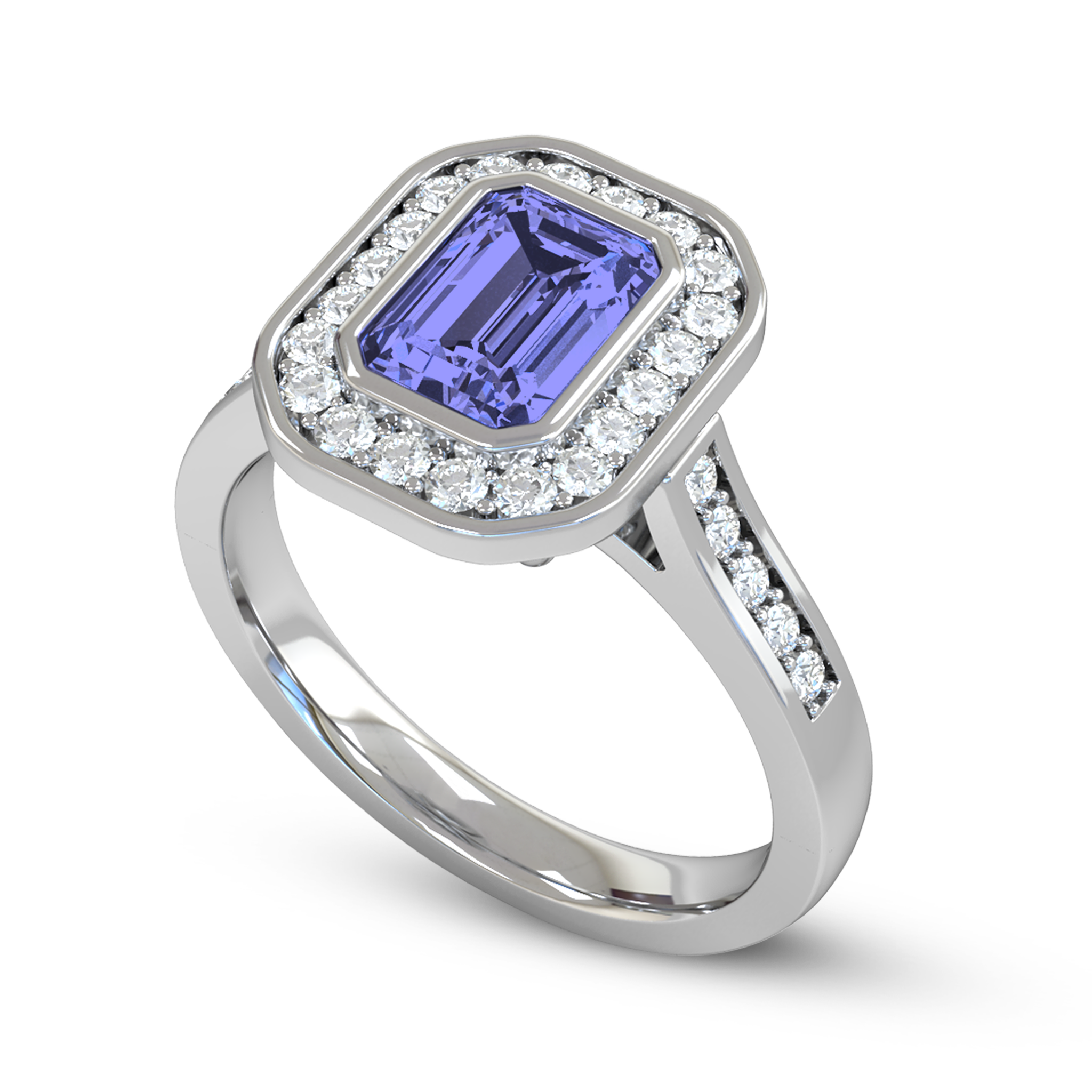 Blue Sapphire and Diamond Vintage Fairtrade Gold Engagement Ring in