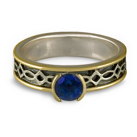 Bordered Felicity Engagement Ring in Sapphire, Sterling & 18K Gold