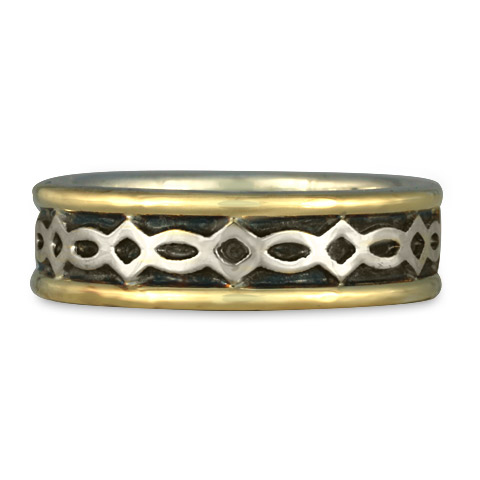 Bordered Felicity Wedding Ring in 14K Yellow Gold & Sterling Silver