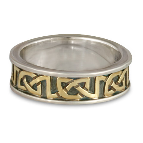 Bordered Heart Wedding Ring in 18K Yellow Gold & Sterling Silver