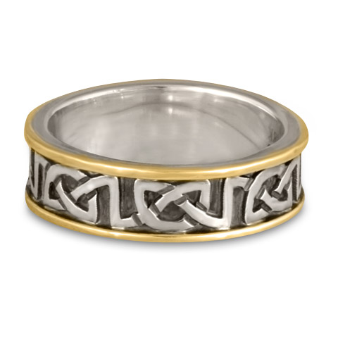 Bordered Heart Wedding Ring in 18K Yellow Gold & Sterling Silver