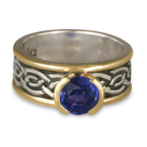 Bordered Laura Engagement Ring in 14K Yellow Gold, Sterling Silver & Sapphire