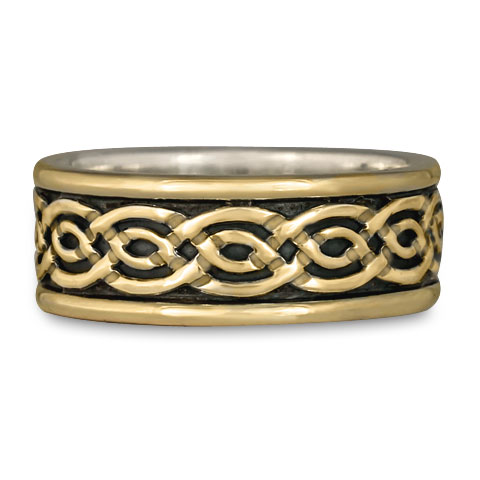 Bordered Laura Wedding Ring in 14K Yellow Gold & Sterling Silver