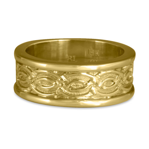 Bordered Laura Wedding Ring in 18K Yellow Gold