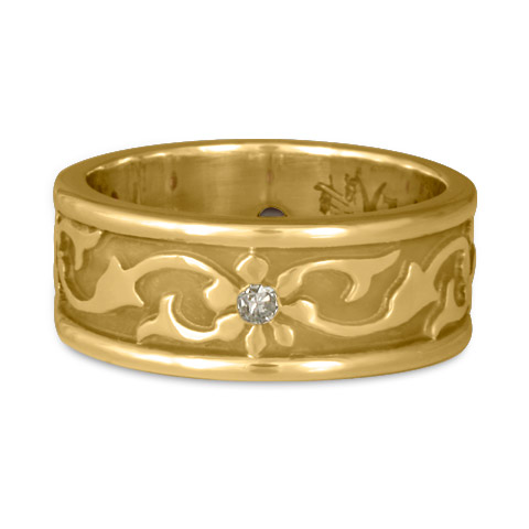 Bordered Persephone Wedding Ring with Gems in 14K Yellow Gold & Diamonds