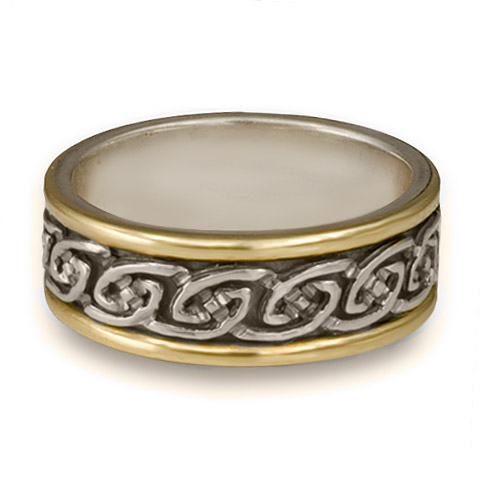 Bordered Petra Wedding Ring in 14K Yellow Gold & Sterling Silver