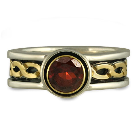 Bordered Rope Engagement Ring in Garnet
