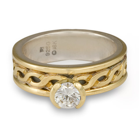 Bordered Rope Engagement Ring in Moissanite