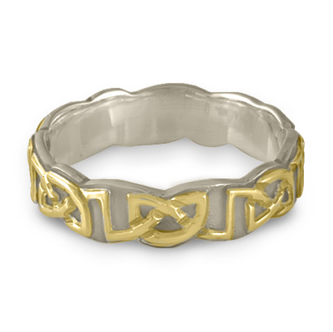 Borderless Heart Wedding Ring in 14K White Gold Base & 18K Yellow Gold Design